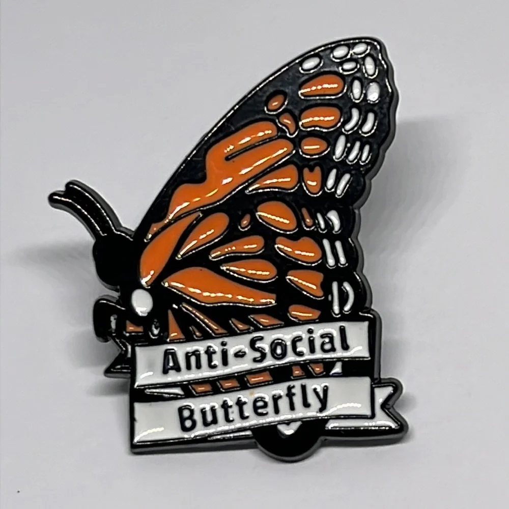 Anti Social Butterfly funny brooch lapel pin backpack pin hat pin‎